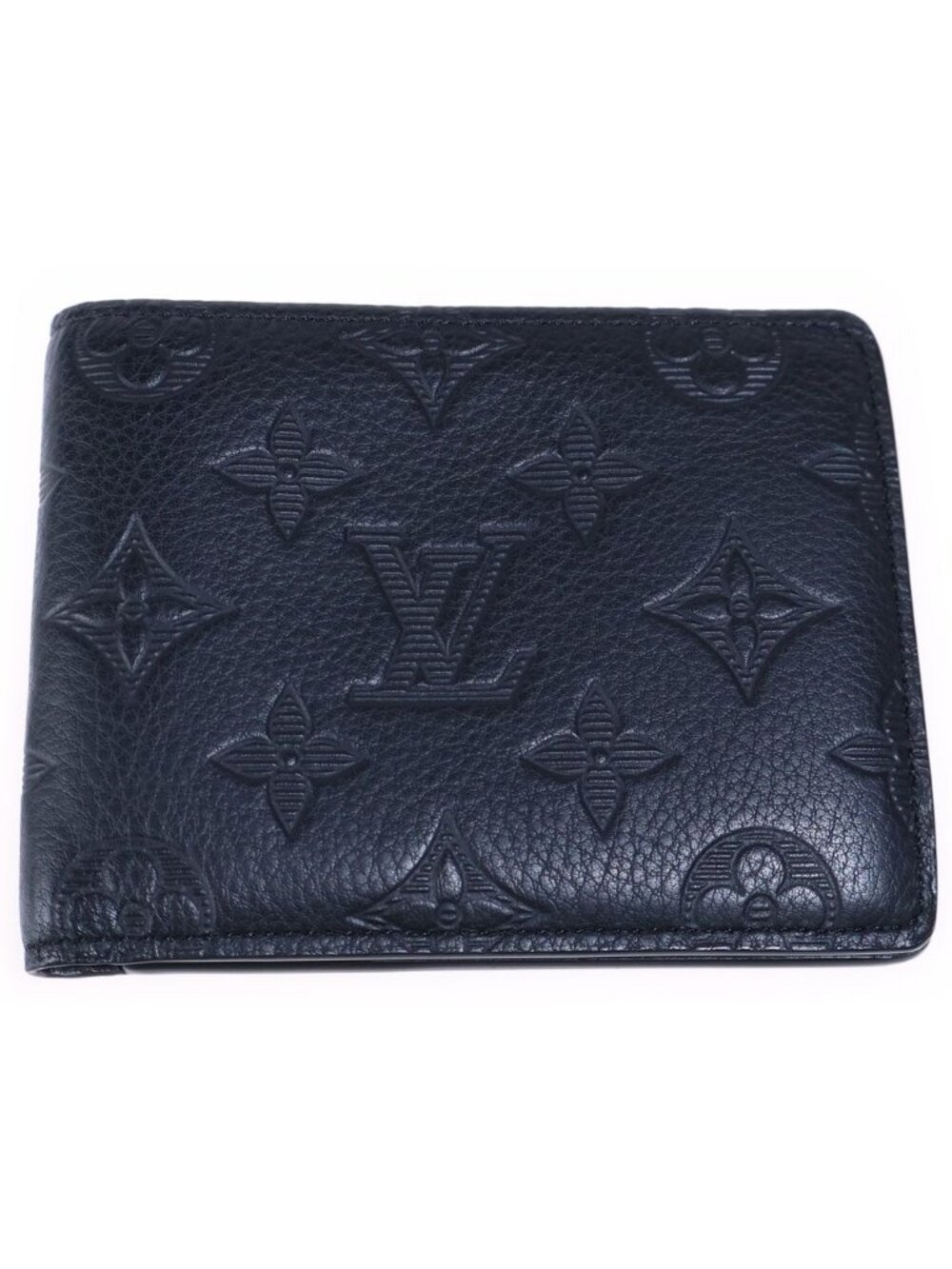 Louis Vuitton Monogram Shadow Portefeuille Multiple Bifold Wallet Compact Black